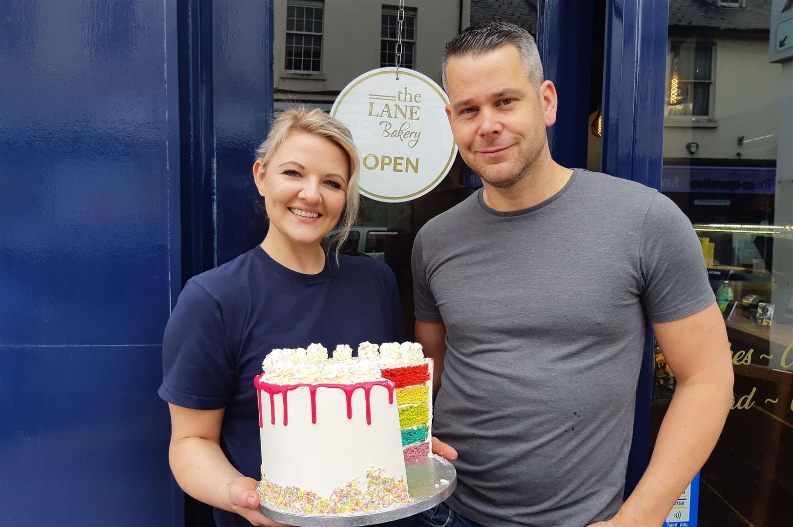 Anna Murray and Chris Vidler celebrating The Lane Bakery's first birthday