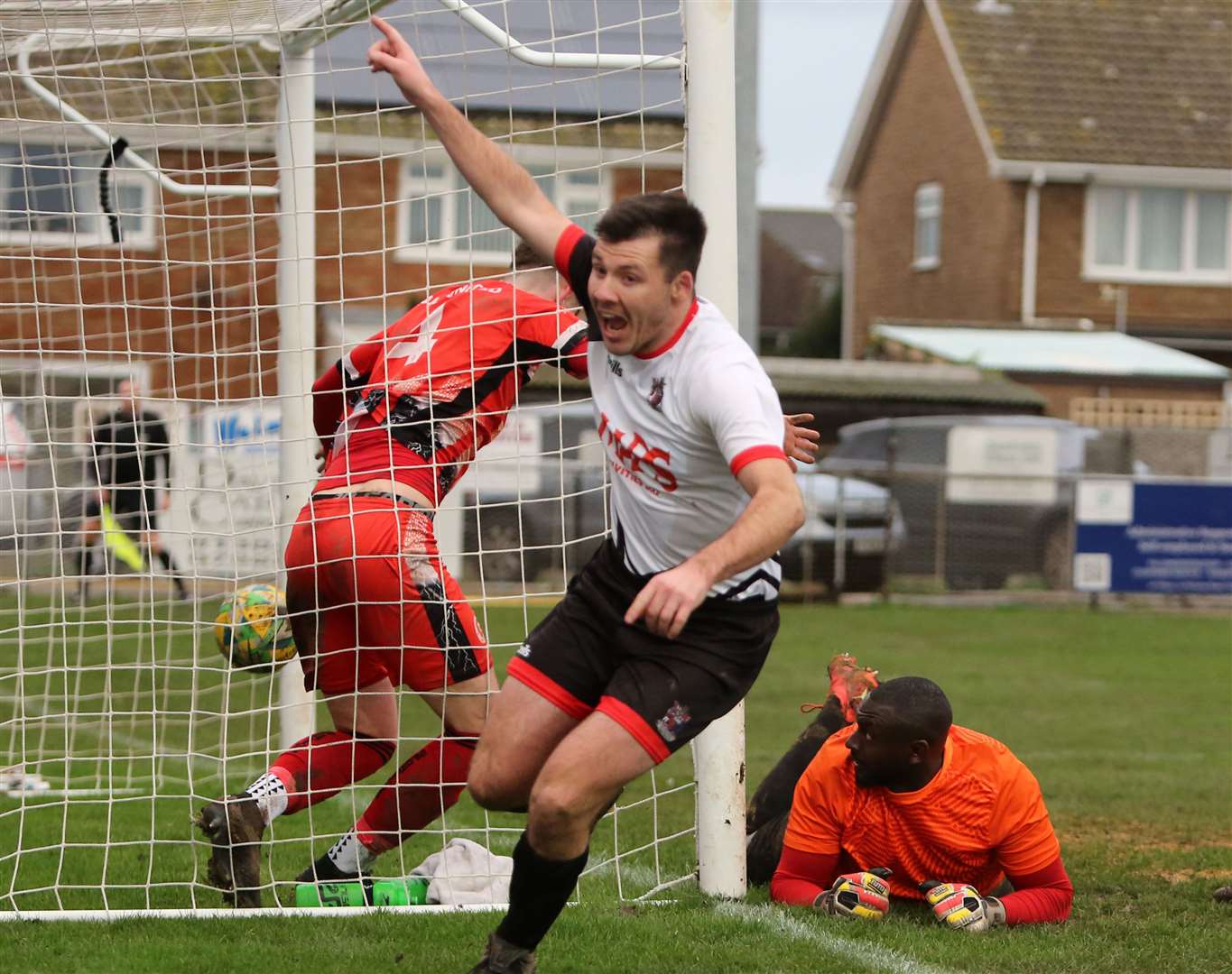 Riley Alford got Deal's first in Tuesday's 2-1 win over K Sports. Picture: Paul Willmott