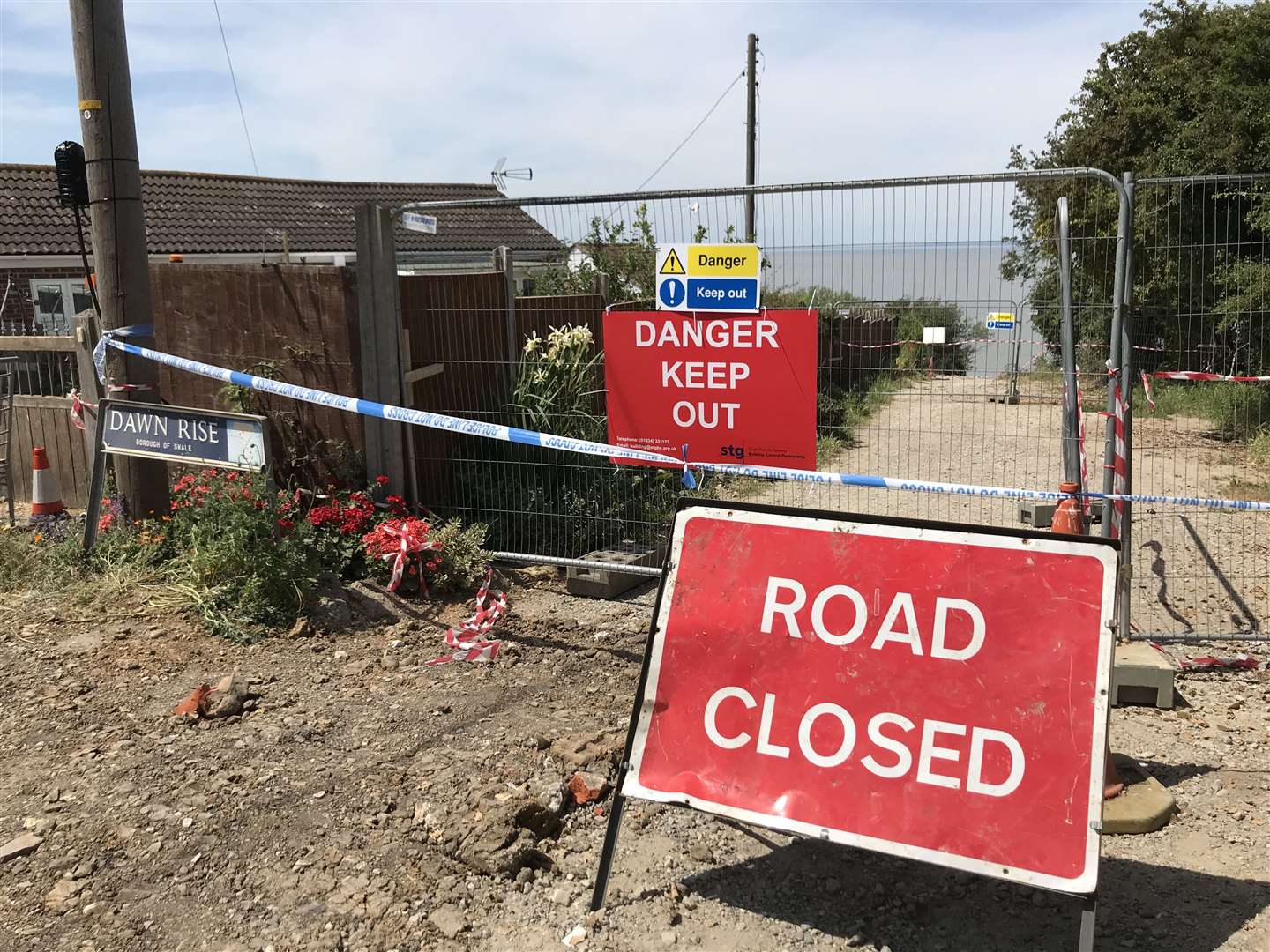 The end of Third Avenue, Eastchurch, has been cordoned off