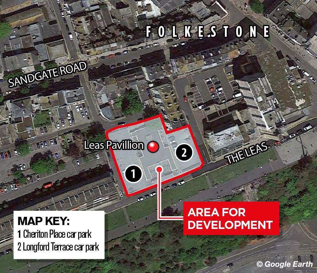 Map to show where the new development will go in Folkestone