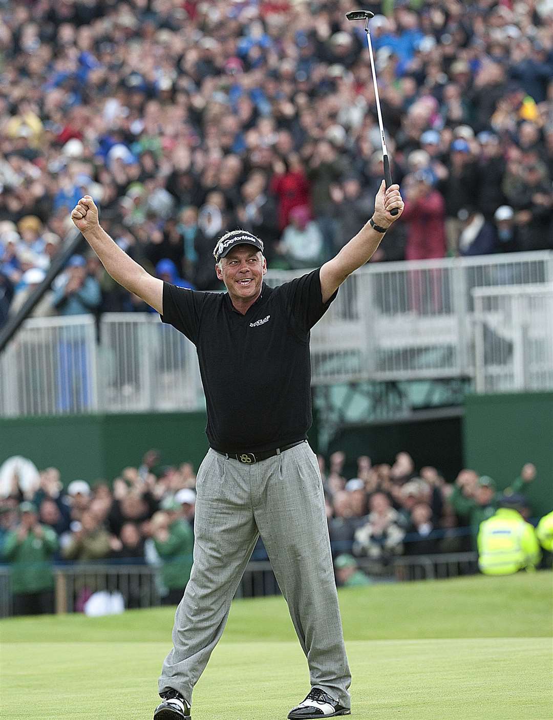 Darren Clarke celebrates winning The Open on the last occasion the event was hosted by Royal St George's, in 2011. Picture: Barry Goodwin