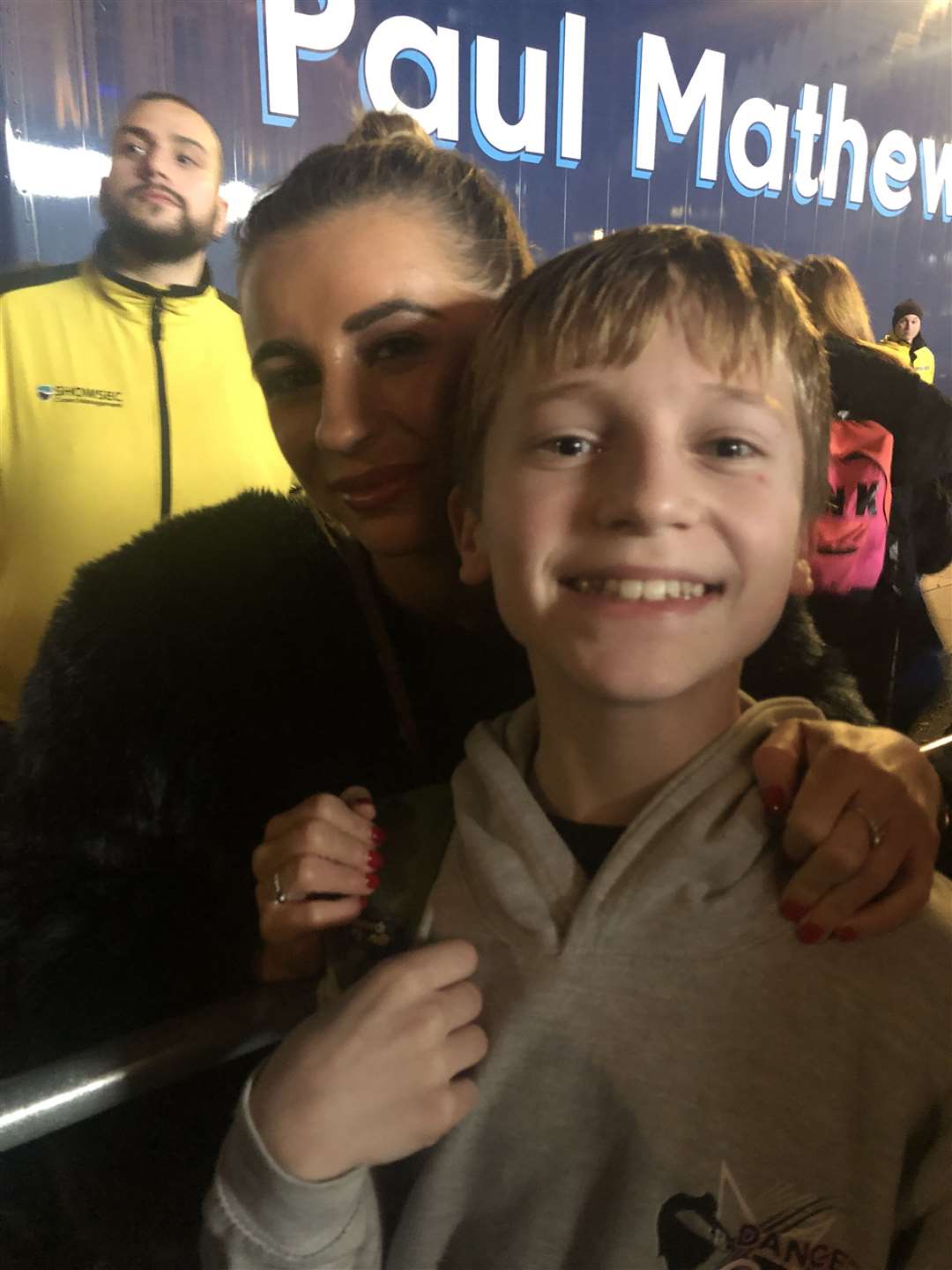 Louis Relf with Dani Dyer, the reality tv star daughter of actor Danny, at the Hammersmith Apollo