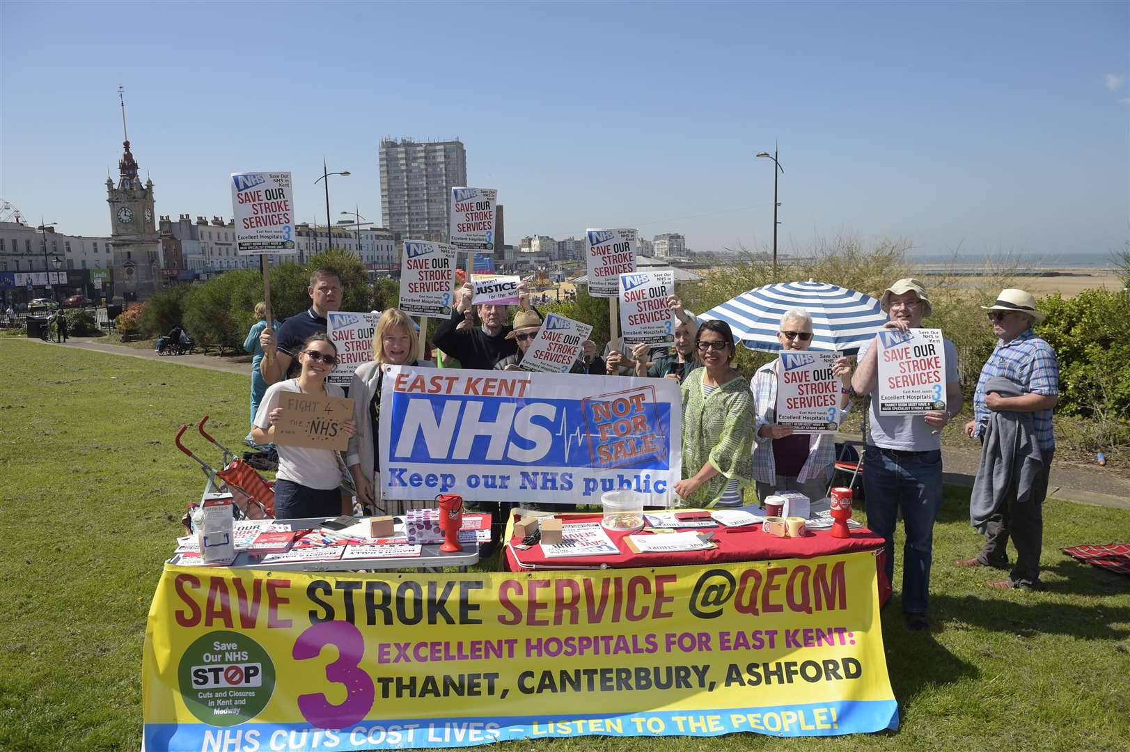 The NHS crisis has sparked protests across Kent in recent years including one at Marine Gardens in Margate last May
