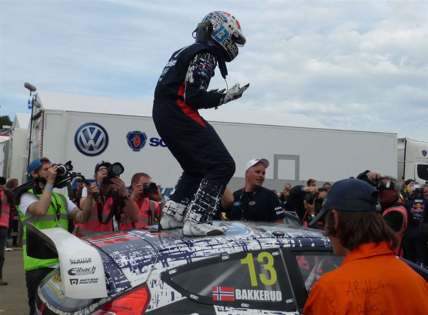 Andreas Bakkerud won the 2014 FIA World Rallycross Championship round at Lydden. Picture: Joe Wright