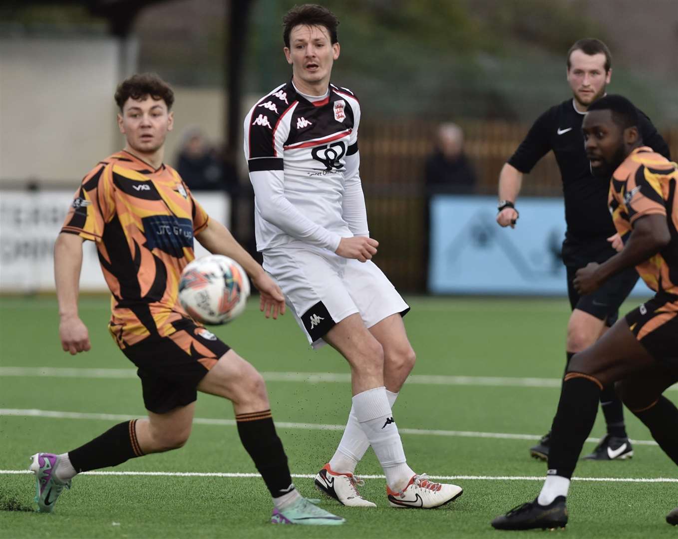 Faversham's Billy Bennett in midfield action. Picture: Ian Scammell