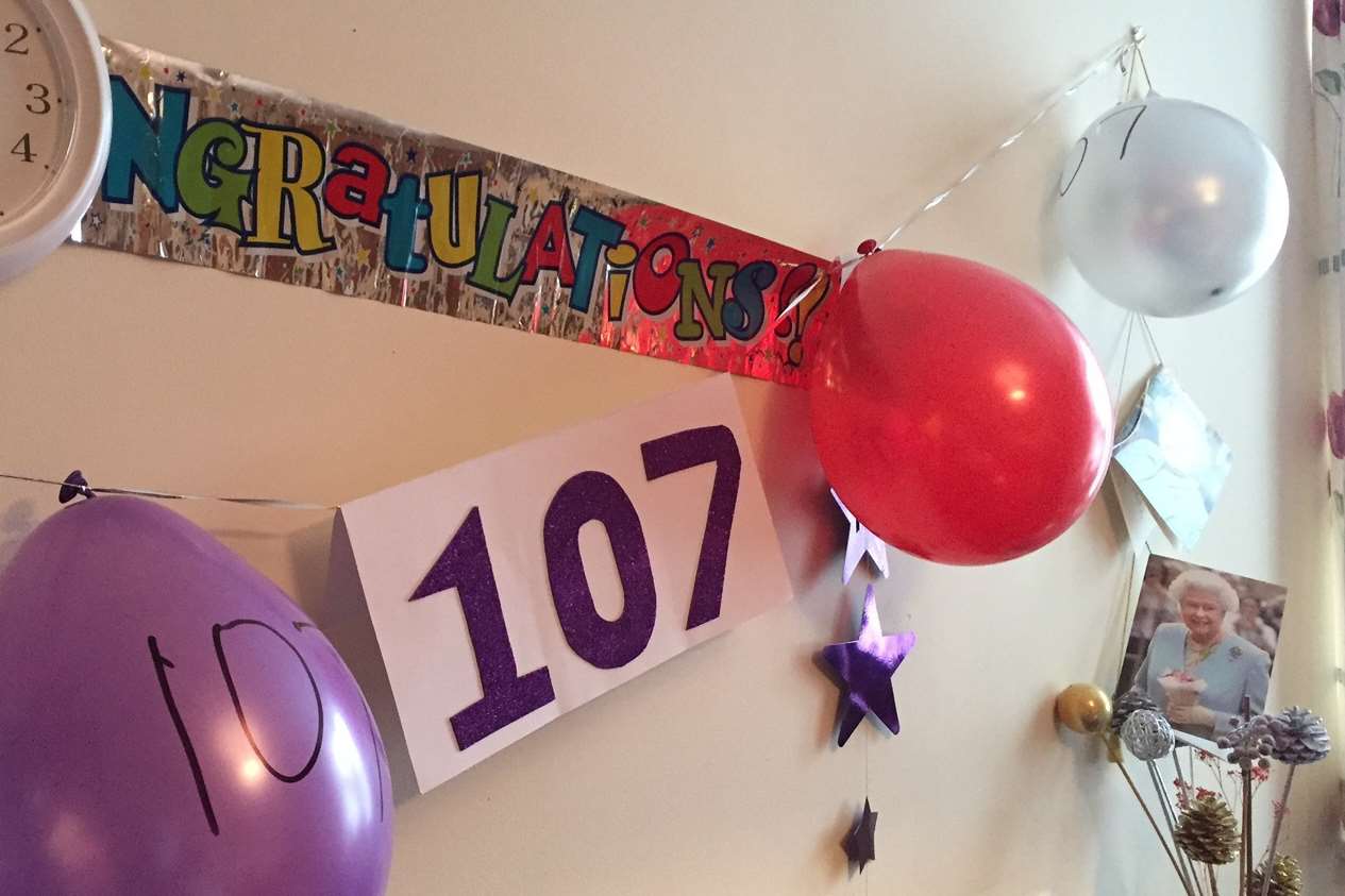 Her room was decorated with birthday banners to mark the occasion