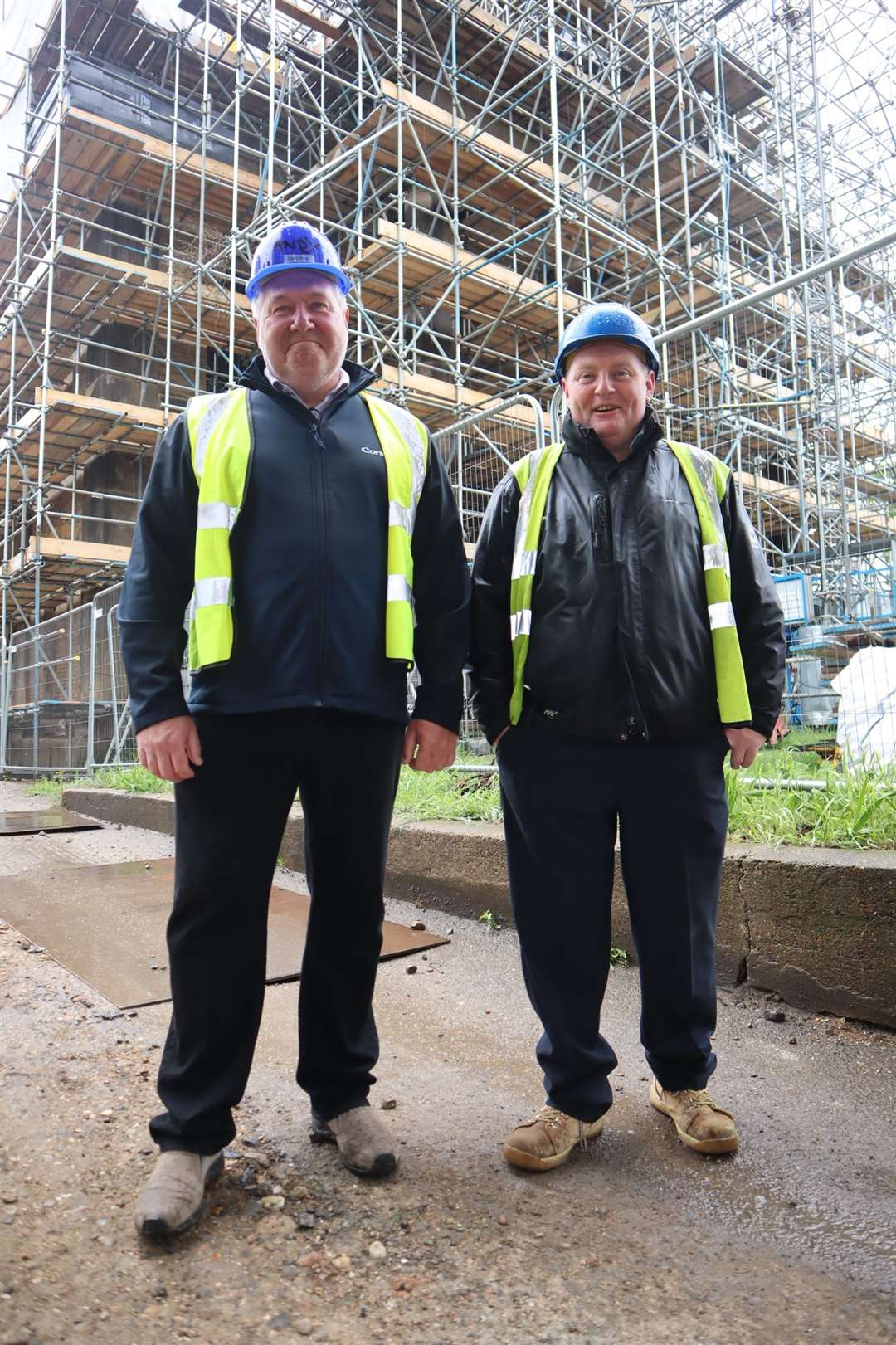 Contracts manager Andy Wood (left) and site manager Dave Vidler from contractors Coniston at the Sheerness Dockyard Church, Blue Town