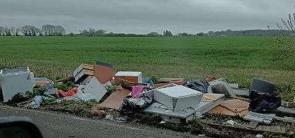 Some of the rubbish that has been dumped on Stickfast Lane, near Bobbing. Picture: Donna Shaw
