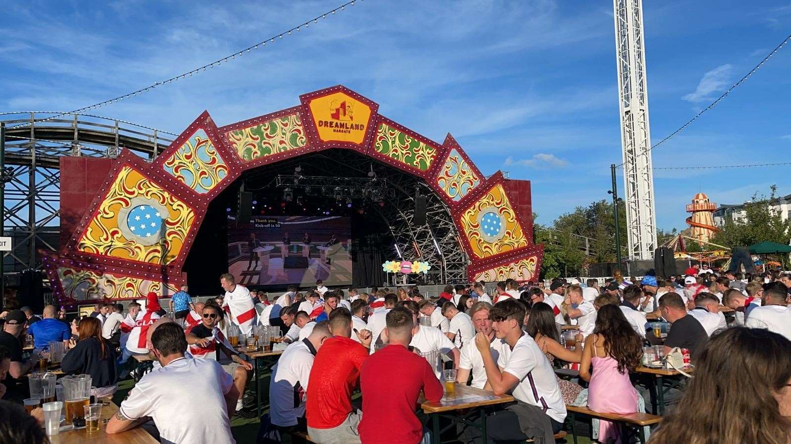 Fans watching England vs Denmark in the Euros 2020 at Dreamland yesterday evening