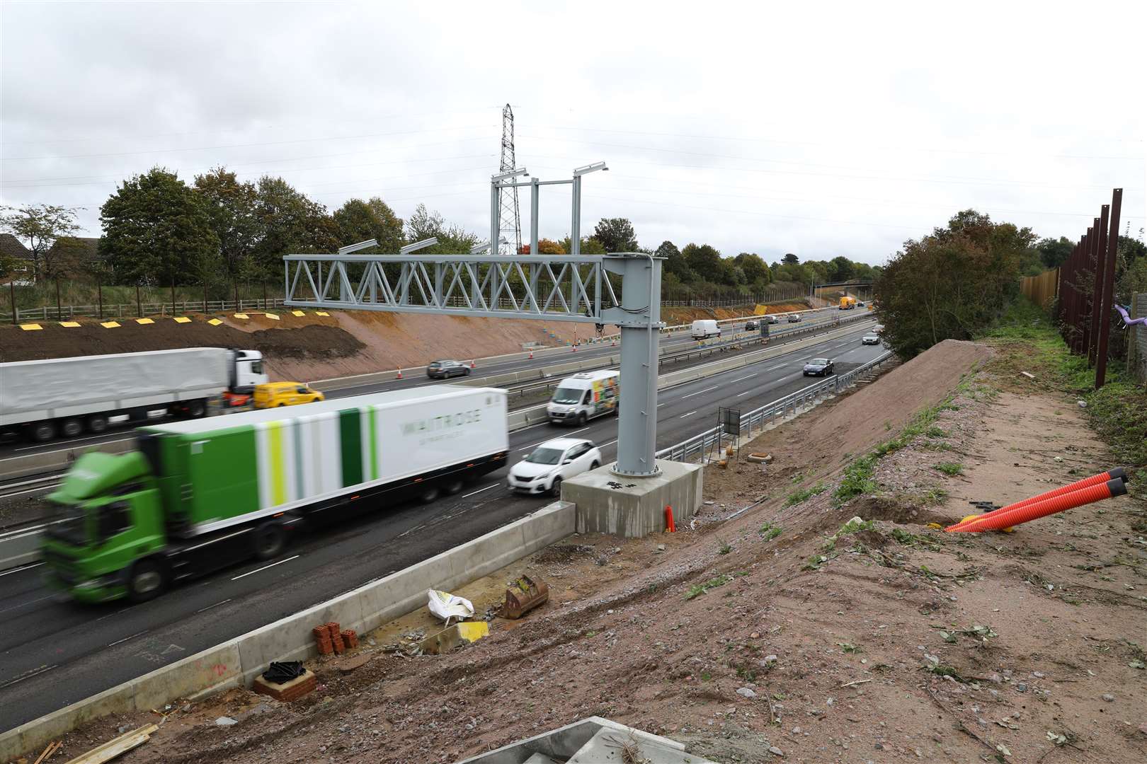 Work progressing on the M20 Smart Motorway scheme Picture: Andy Jones