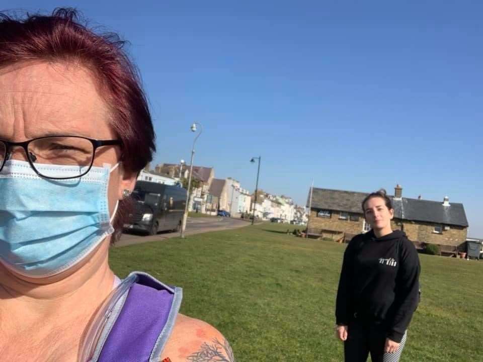 Marena Hubbard and Melissa-Ann Hall completed a 15k walk along the coast