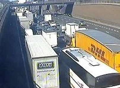 Traffic gridlock near Dartford Crossing. Pic: Highways England