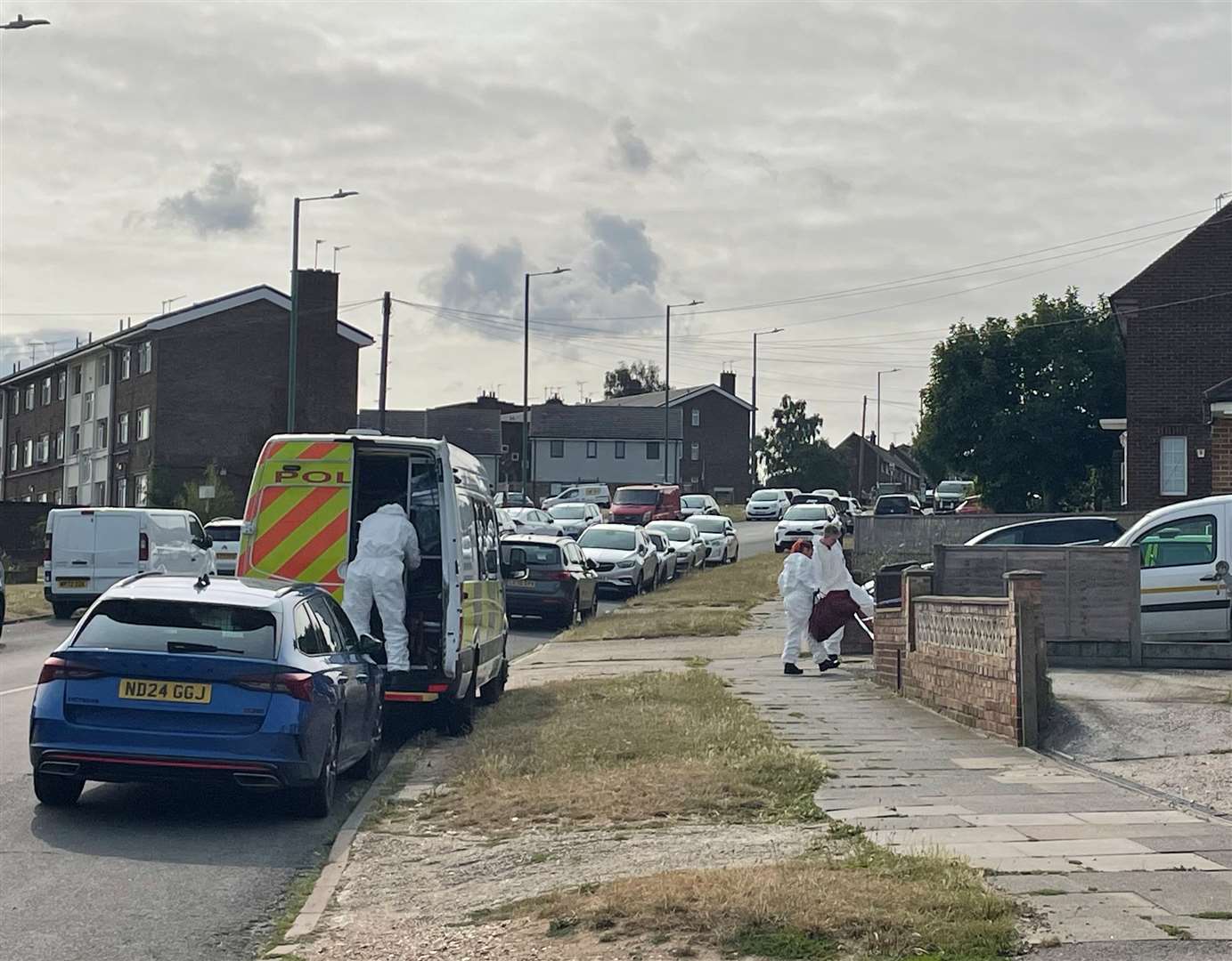 Forensics remained in Henderson Drive, Dartford, on Sunday morning