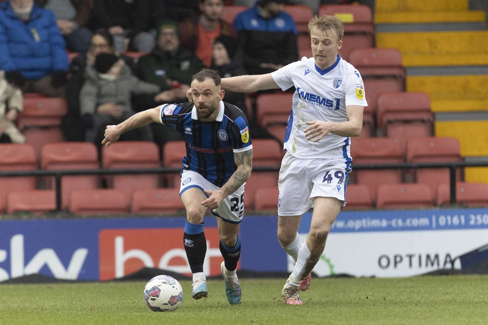 George Lapslie in action for Gillingham last week at Rochdale