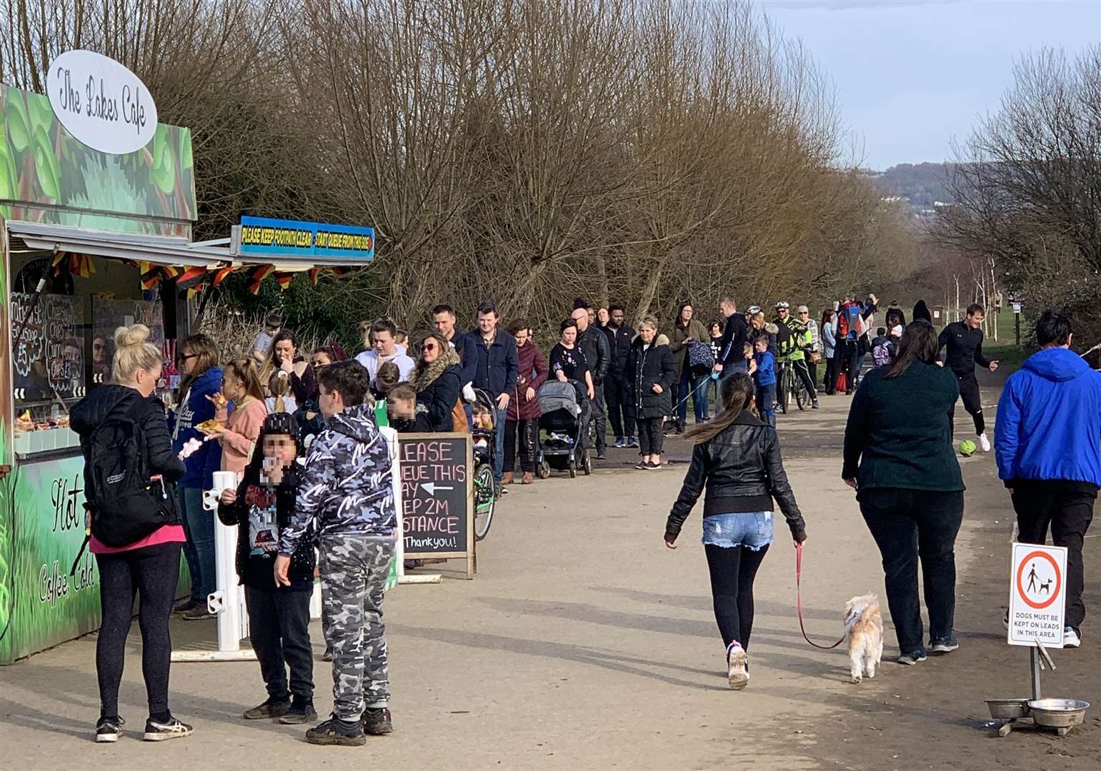 Visitors queued at the burger van at Leybourne Lakes Country Park in the warmer weather. Picture: Leigh Holmes