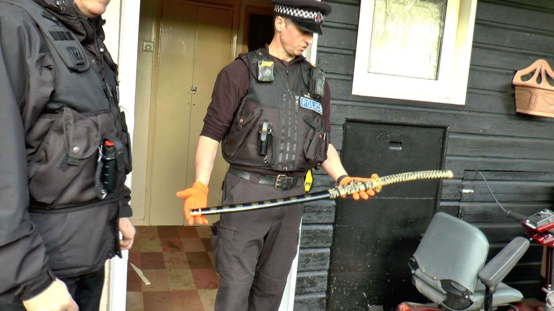 Police raided a house in Maidstone and find a Samurai sword