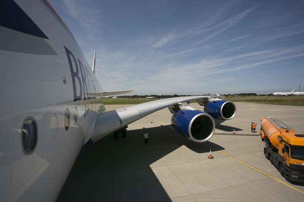 British Airways Airbus A380 on the runway at Manston. Picture: Tim Stubbings/Maxim