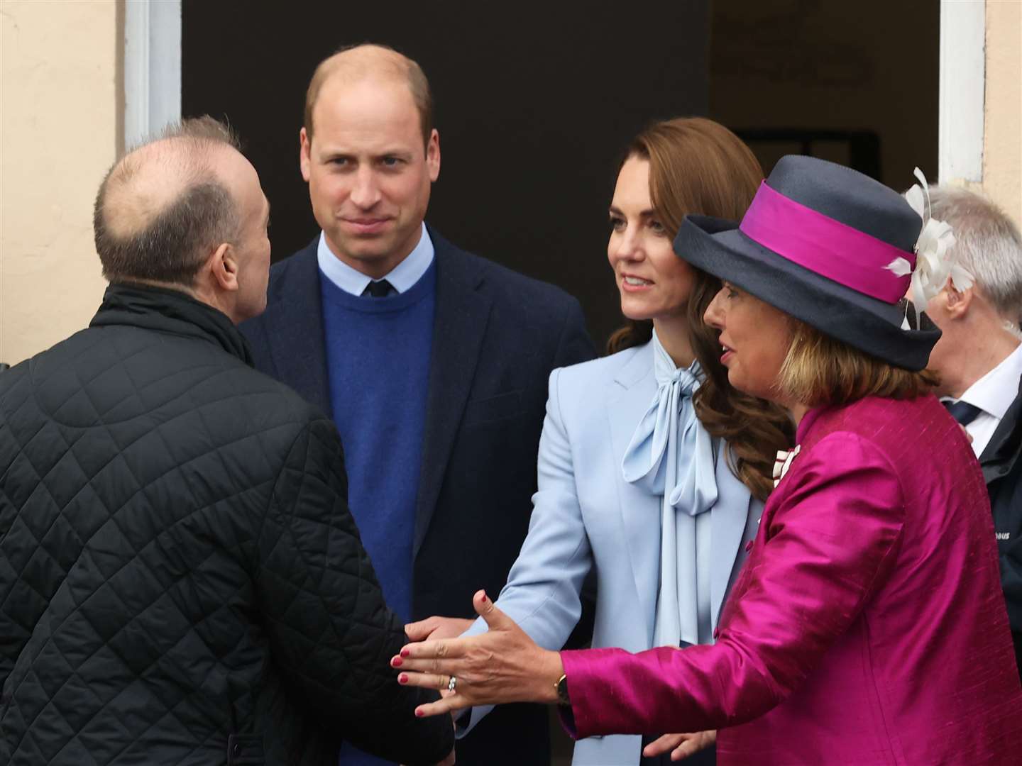 (Left-right) Secretary of State for Northern Ireland Chris Heaton-Harris, the Prince and Princess of Wales and Vice Lord Lieutenant of County Antrim, Miranda Gordon (Liam McBurney/PA)