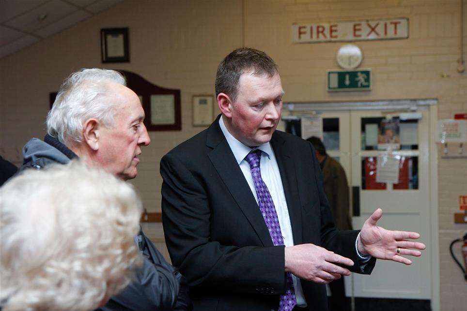 David Bridgewood, technical director for Wardwell Armstrong, talks to residents about the plans