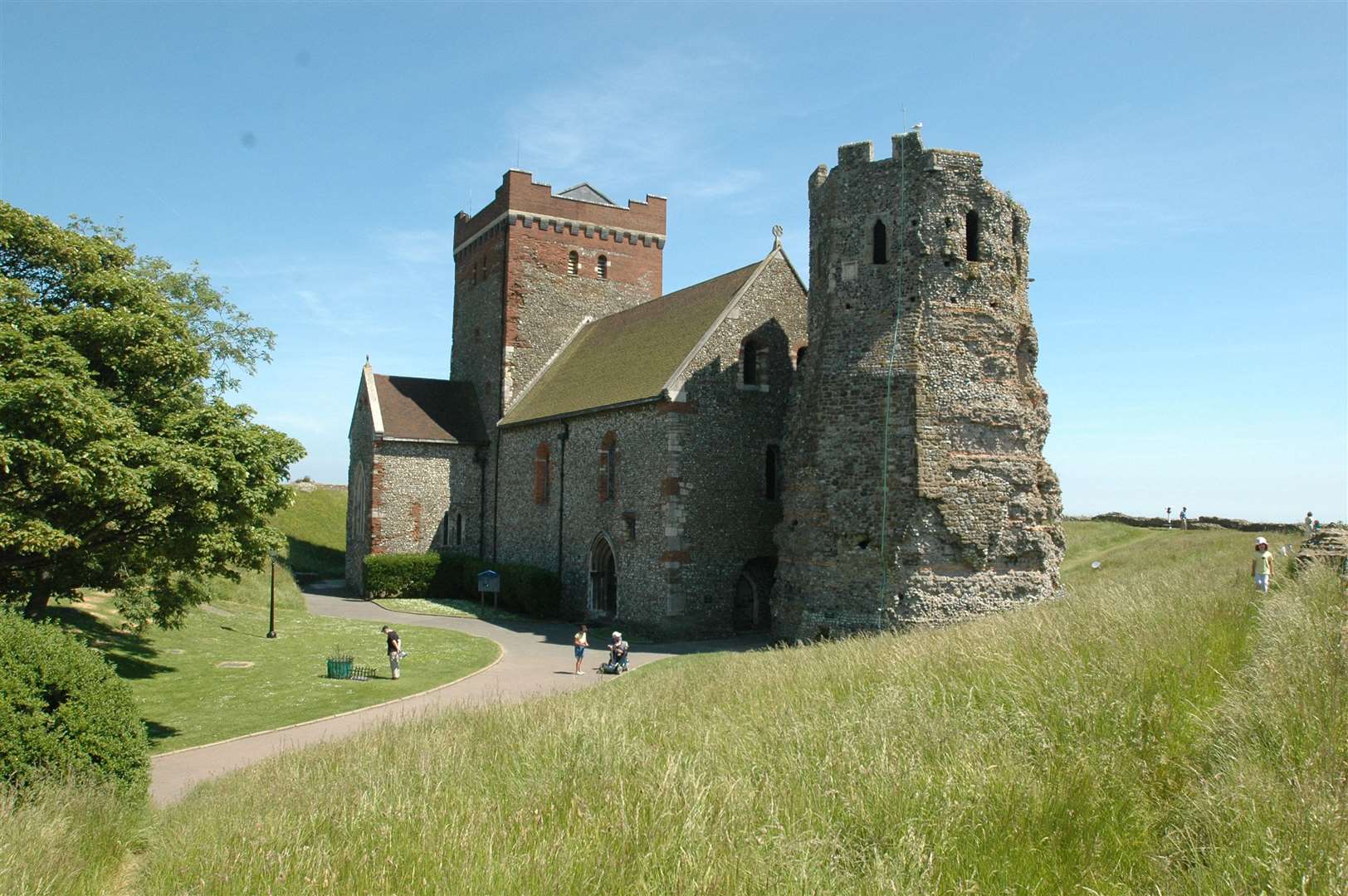 The Dover Lighthouse and the Church of St Mary in Castro at Dover Castle. Picture: Dave Downey