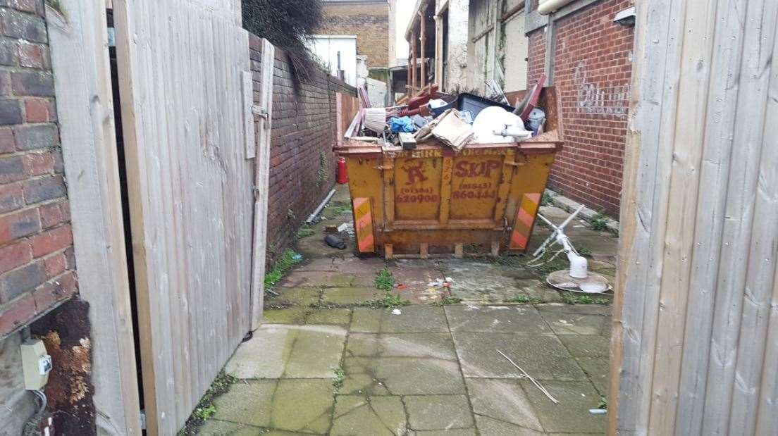 A skip outside the Regent, Picture from Reopen the Regent