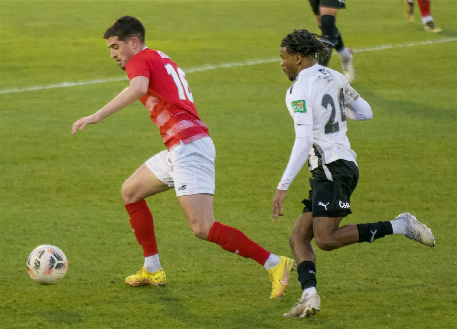 Ebbsfleet's Franklin Domi tries to get his side into the game against Dartford on Boxing Day. Picture: Ed Miller/EUFC