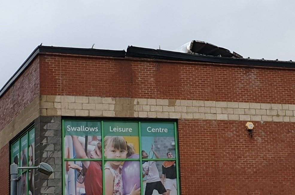 The Swallows leisure centre in Sittingbourne remains closed after yesterday's storm