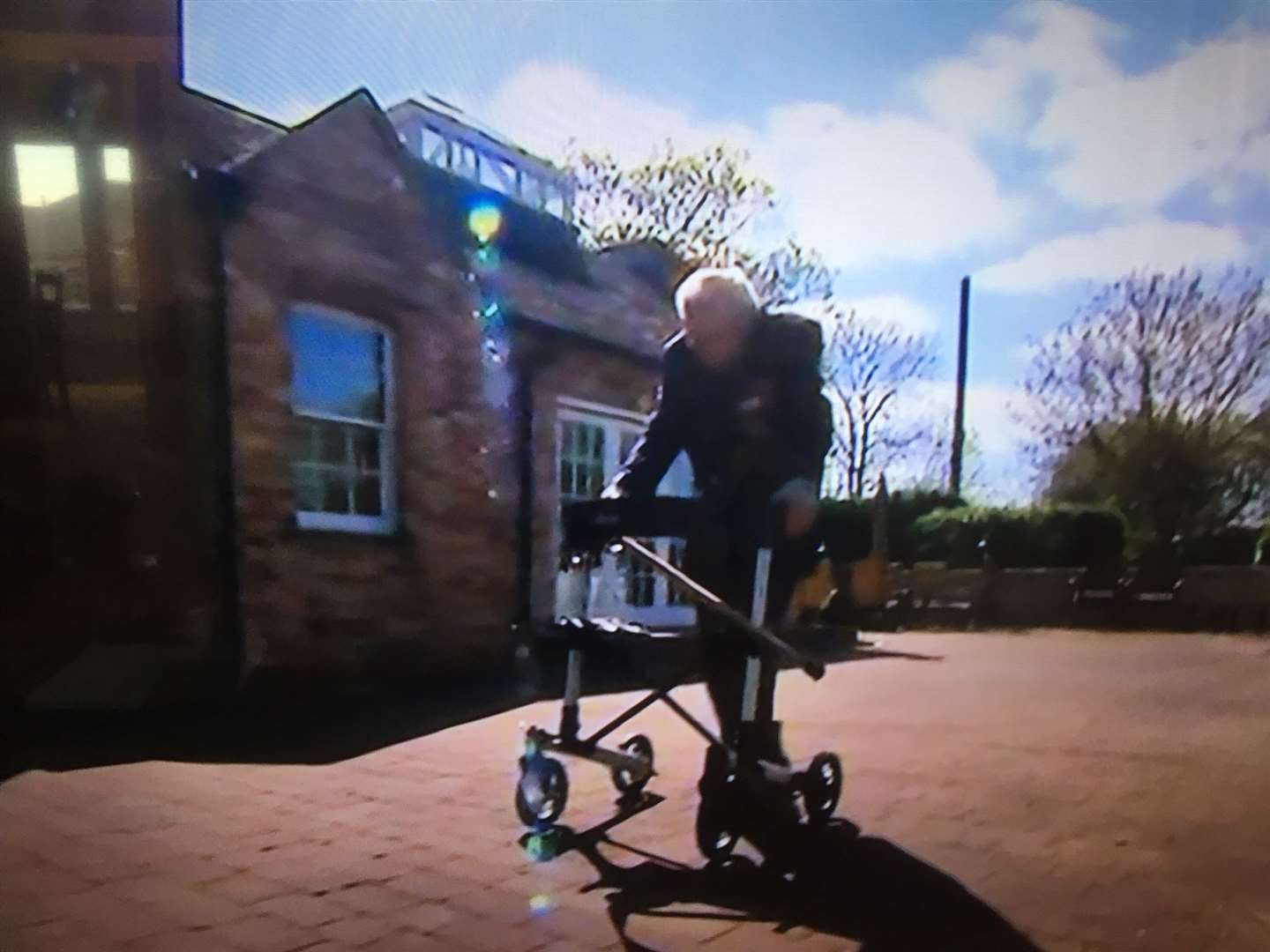 Captain Tom on his final walk. Picture: BBC TV