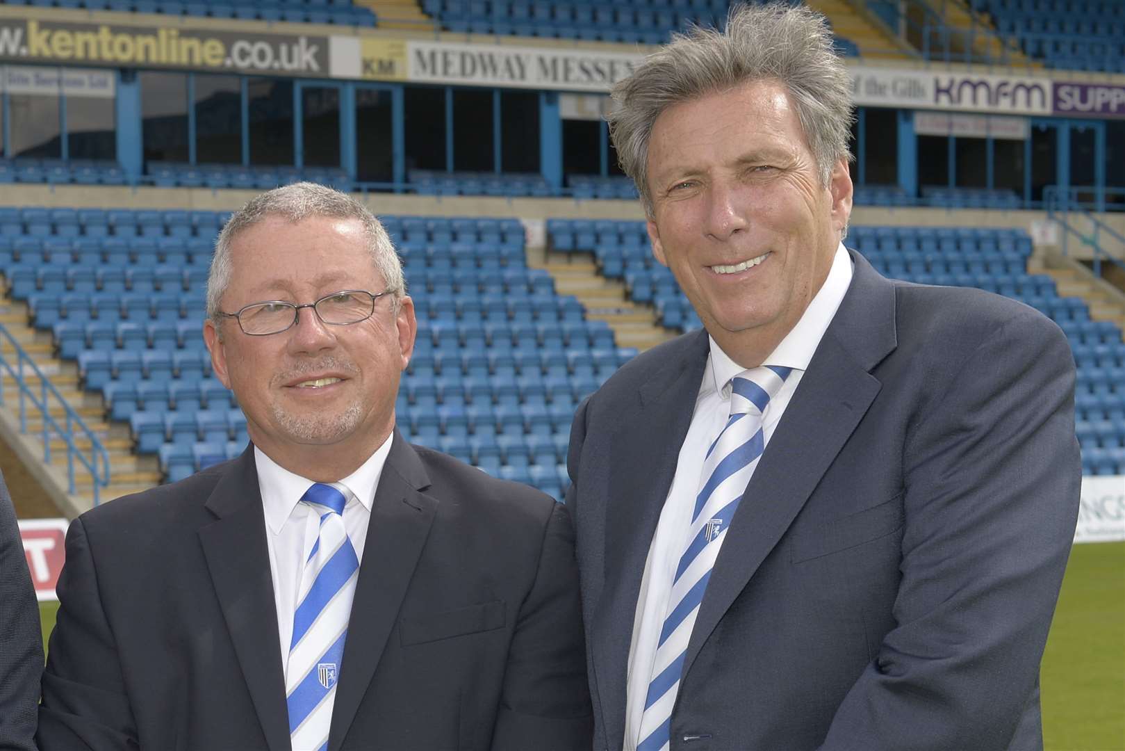 Gillingham chairman Paul Scally with director Michael Anderson