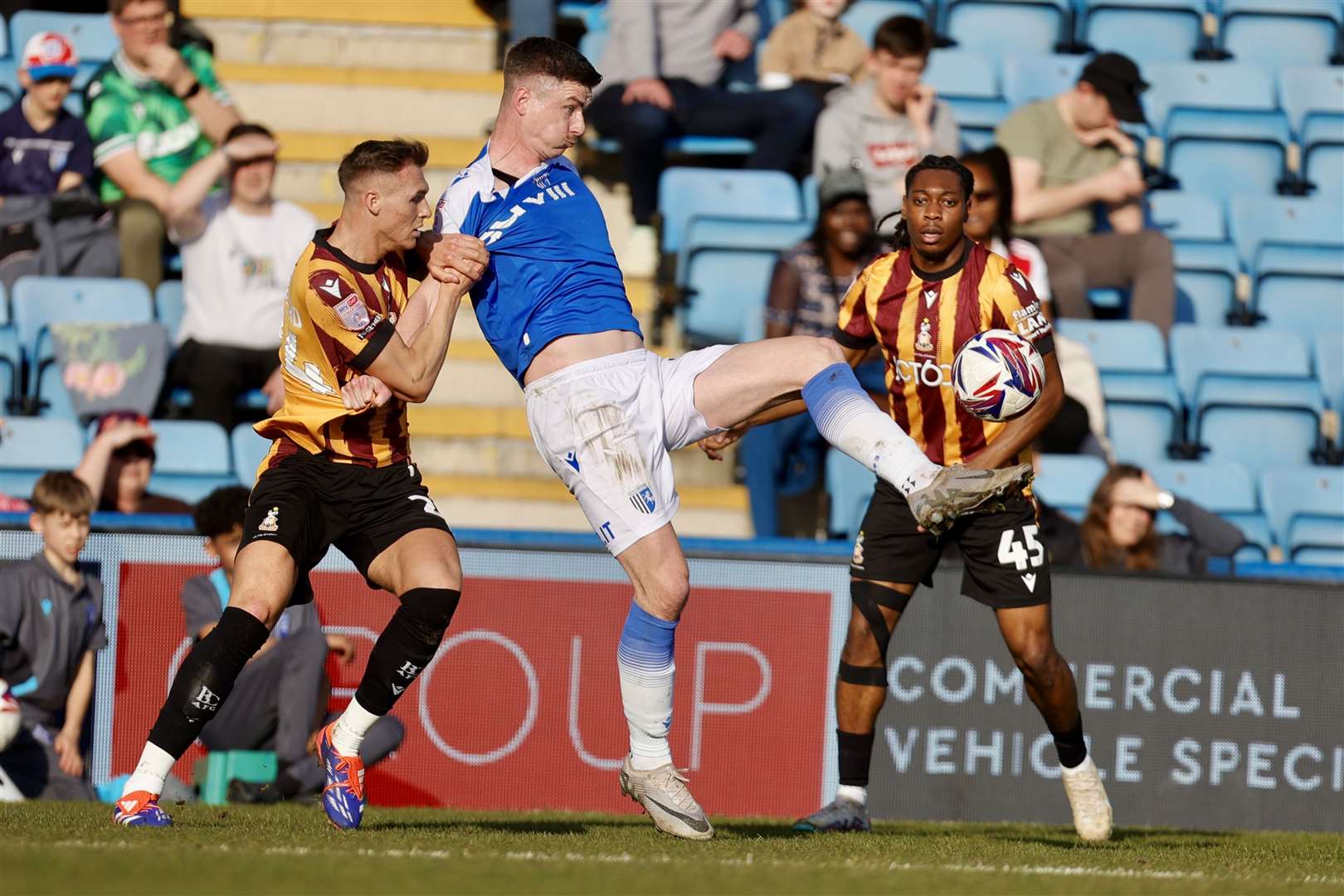 Oli Hawkins started the game for the Gills and is held back Picture: @Julian_KPI