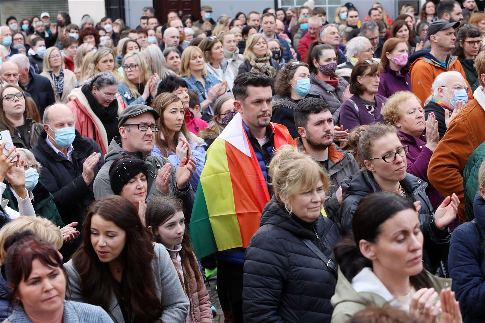 People attend a vigil in Sligo in memory of Aidan Moffitt and Michael Snee (Carl Brennan/PA)