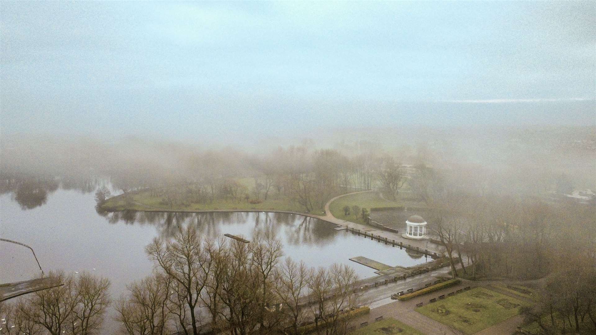 A blanket of fog over Stanley Park in Blackpool, Lancashire, on Boxing Day (Teddy Holmes/PA)