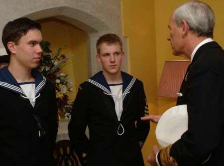 Admiral Lord Michael Boyce with Tim Weaver and Craig Clark. Picture: GARY BROWNE