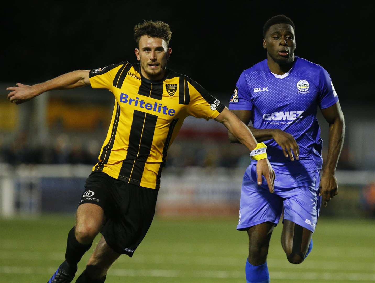 The armband is slipping here but Will De Havilland will be Maidstone captain while Blair Turgott recovers Picture: Andy Jones