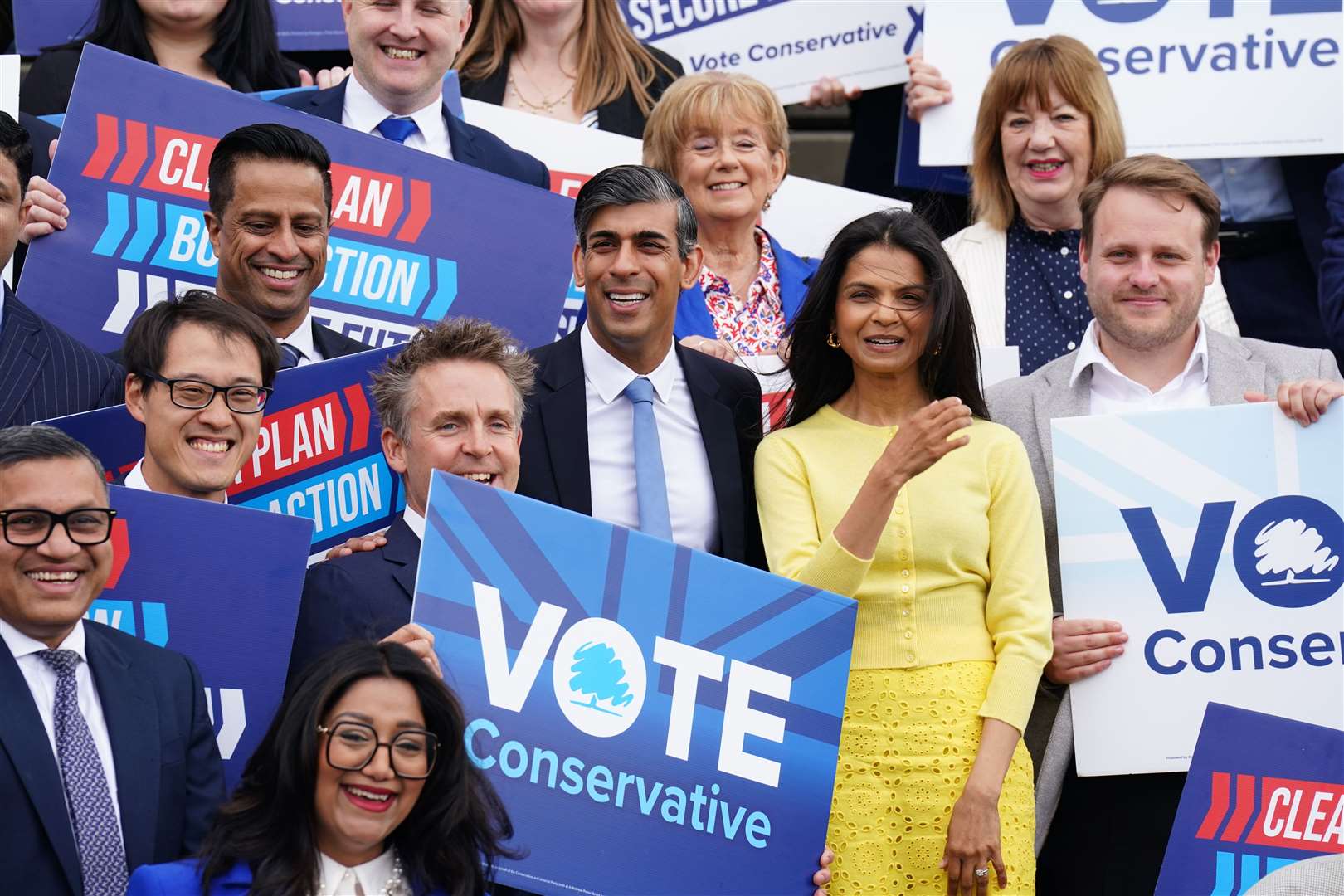 Rishi Sunak and his wife Akshata Murty at the launch of the manifesto (James Manning/PA)