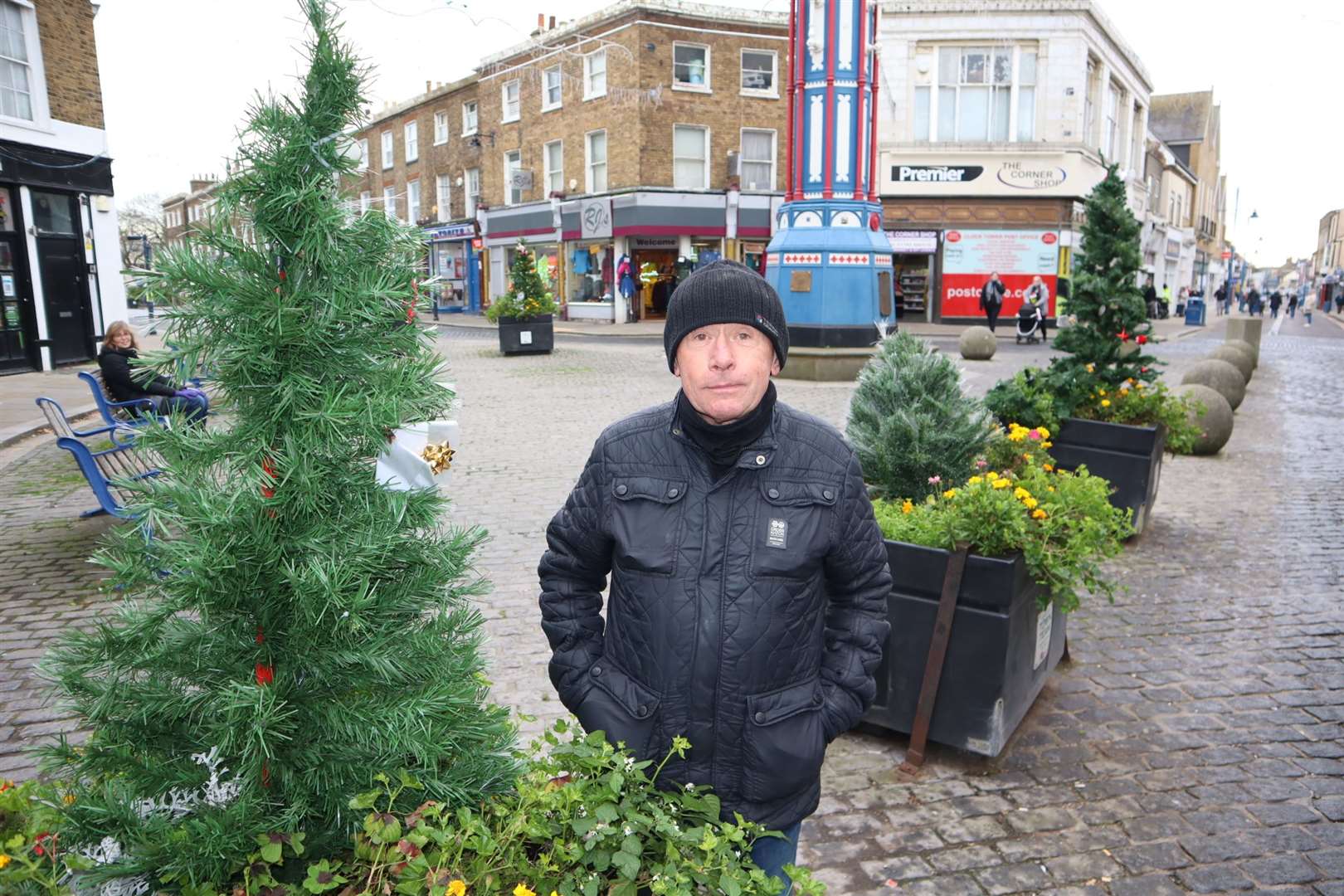 Former motorcycle stuntman William Wallace, 73, in Sheerness by the clock tower