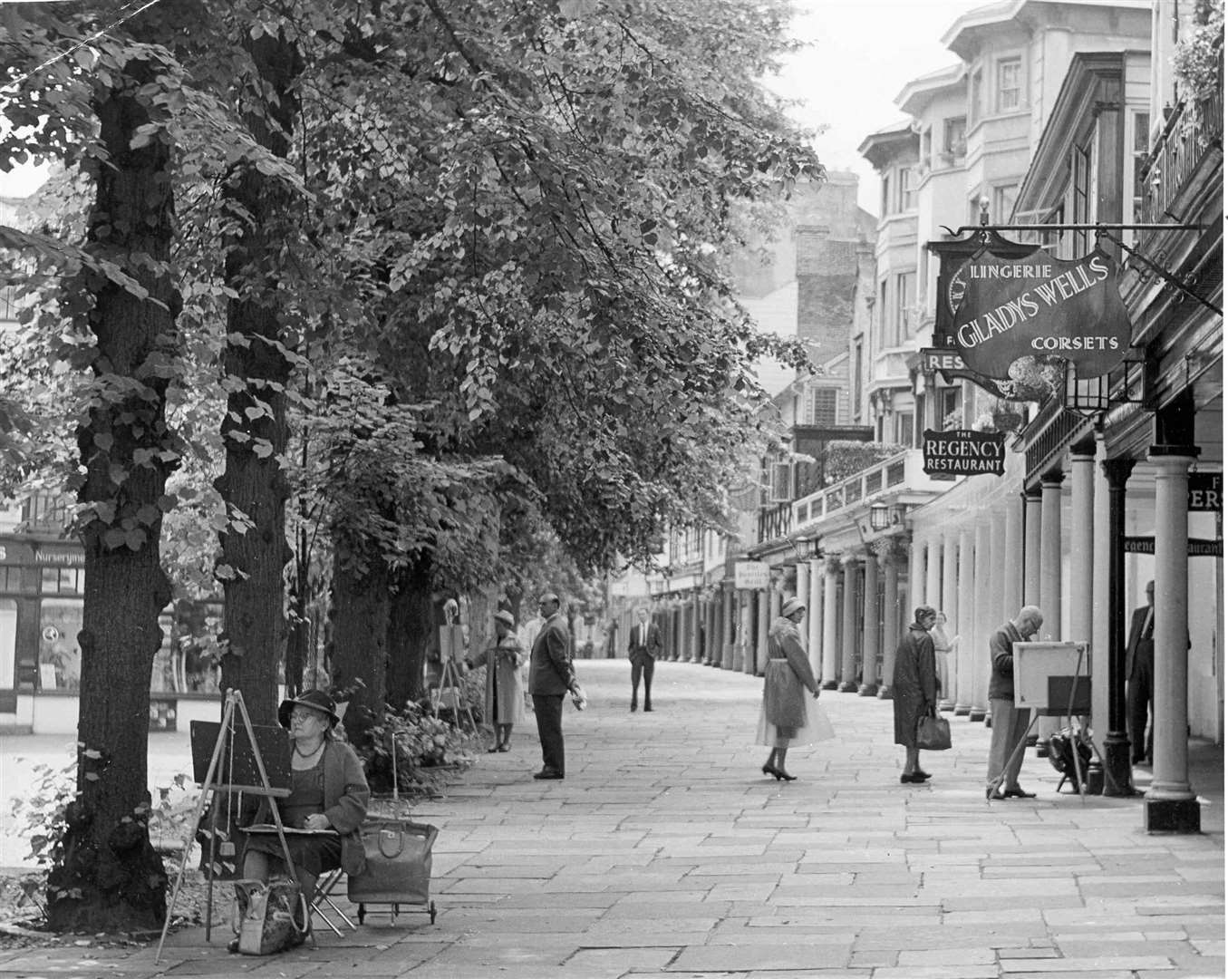 Artists at work in the Pantiles, Tunbridge Wells, in October, 1965. Picture: A Sinclair