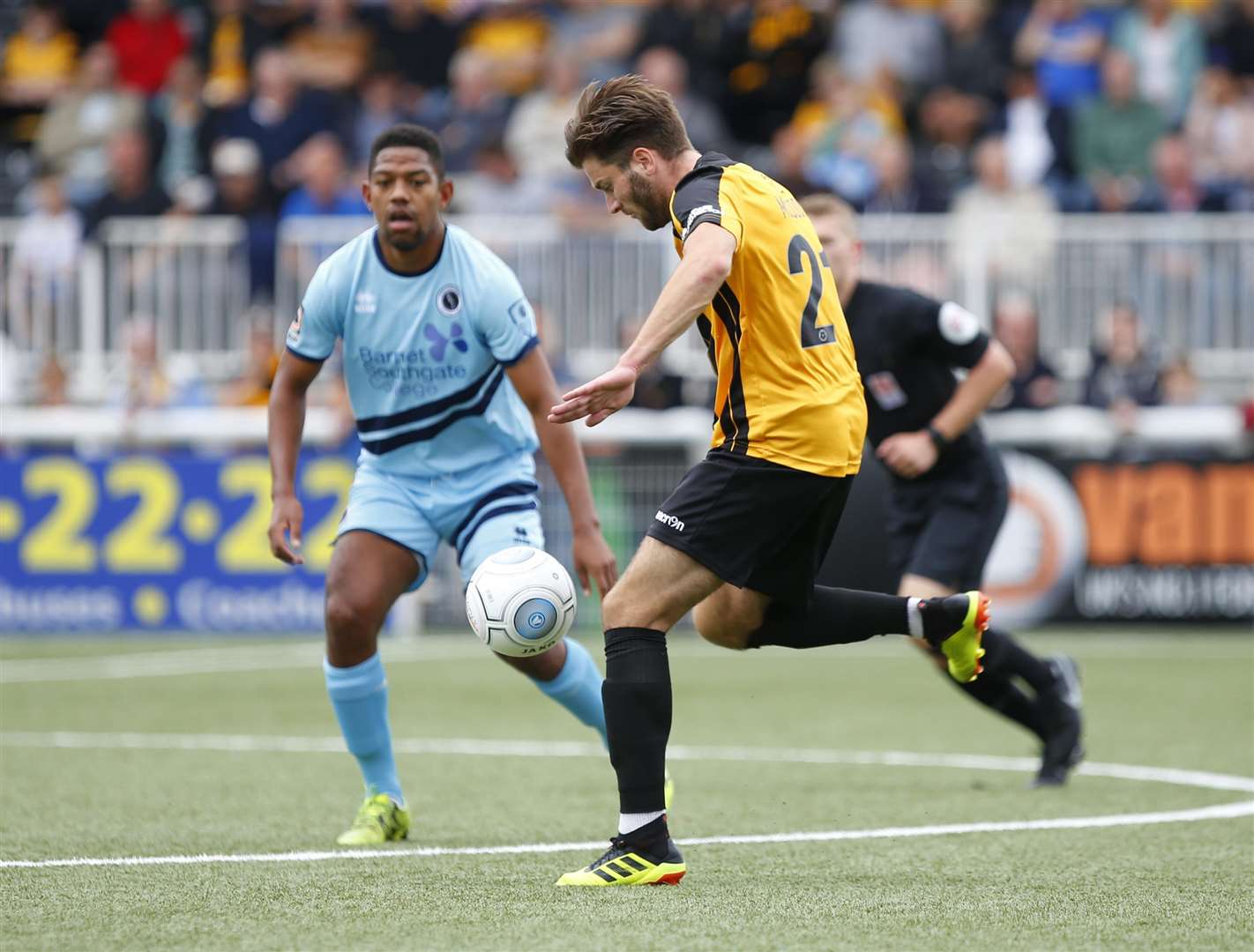 Ollie Muldoon in action for Maidstone against Boreham Wood Picture: Andy Jones