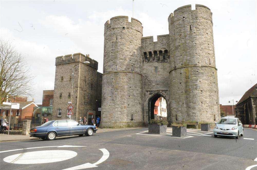 Thugs broke a man's jaw near the Westgate Towers in Canterbury.