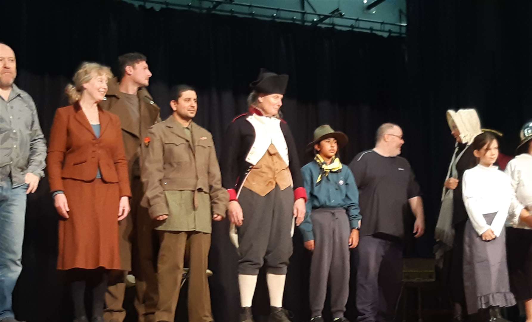 Villagers on stage for the fund-raising Headcorn History Show in October