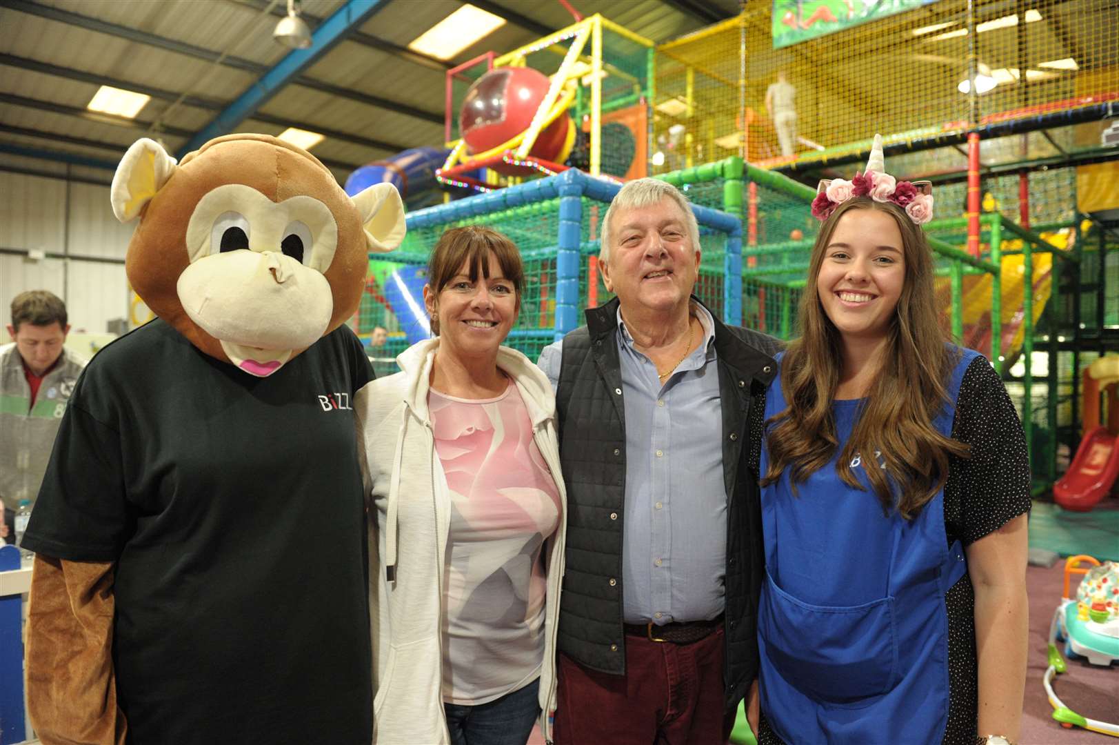 Pauline Brace, Bizz director Roy Lee, Georgia Crossman at Monkey Bizz's 21st birthday party last year.Picture: Steve Crispe