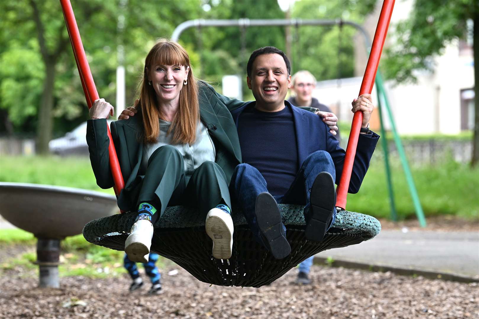 Deputy Labour leader Angela Rayner and Scottish Labour leader Anas Sarwar at Broxburn Family and Community development centre in Livingston (Andy Buchanan/PA)