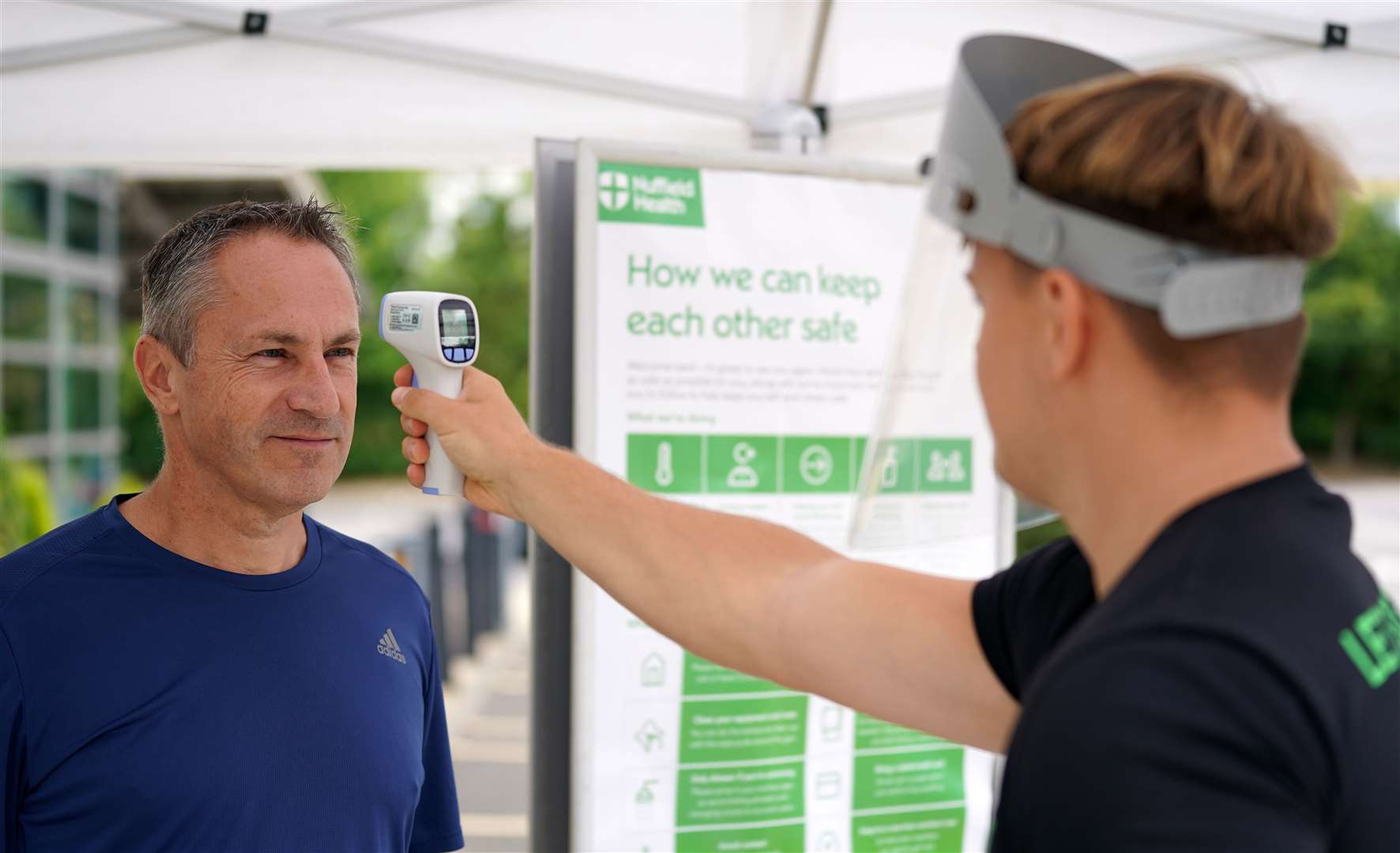 Temperature checks are being carried out at Nuffield Health Sunbury (John Walton/PA)