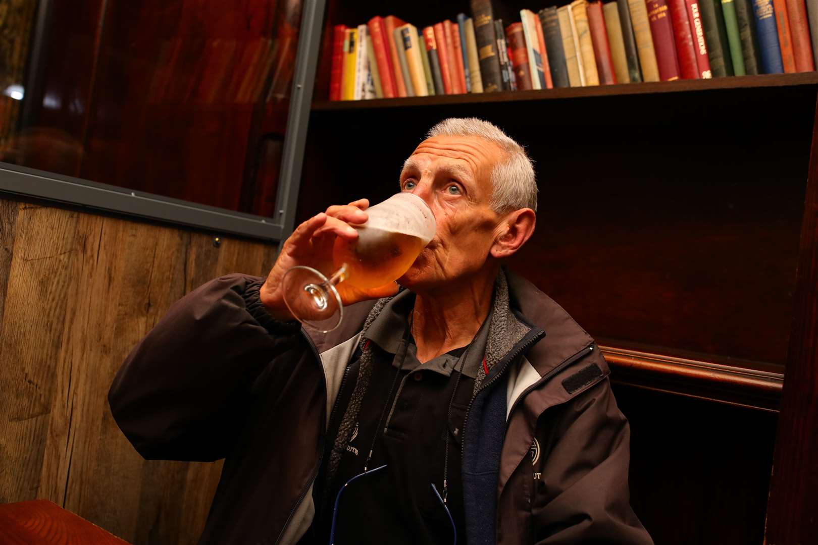 Michael Robinson, 61, was one of the first people to have a pint (Aaron Chown/PA)