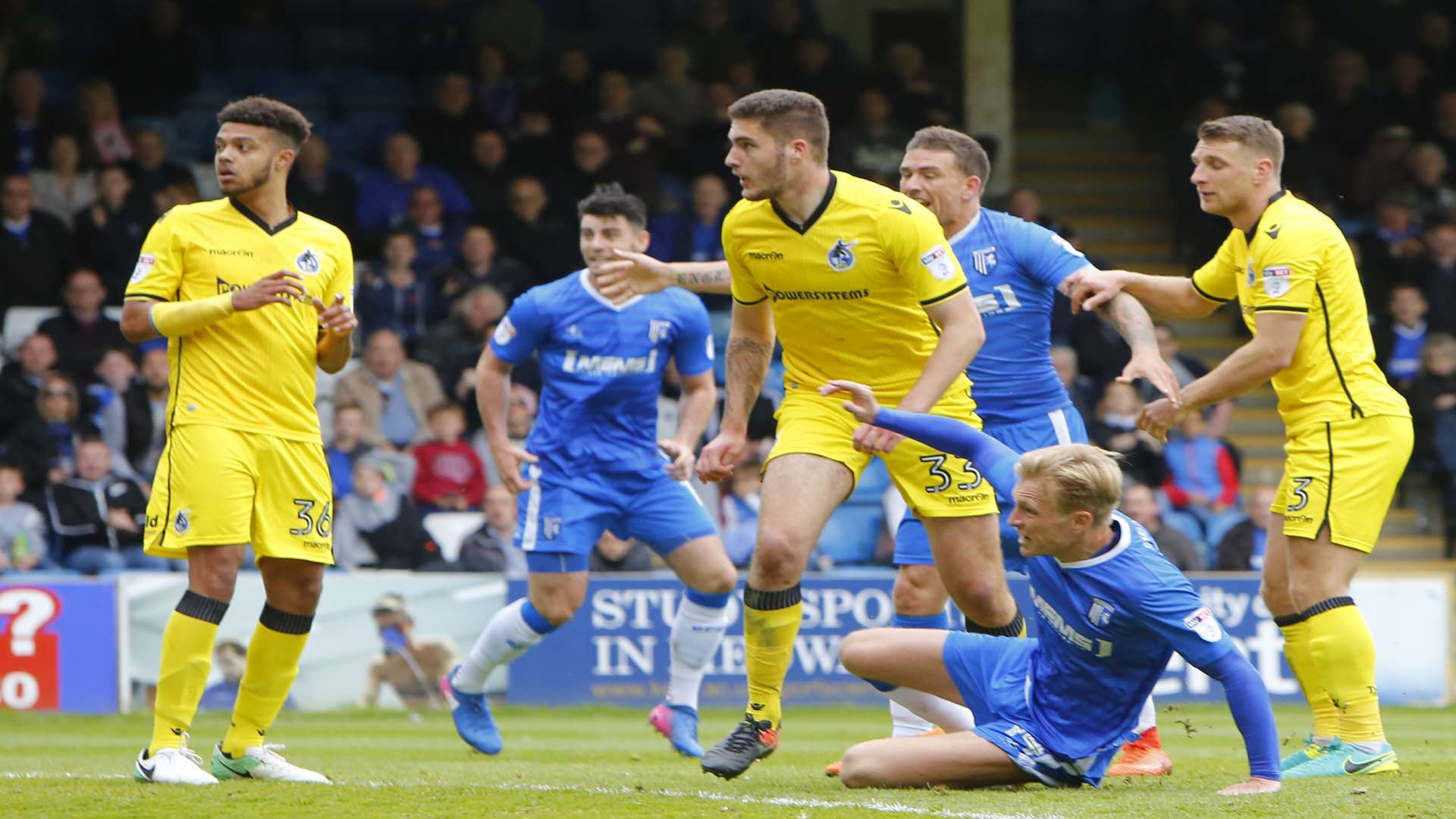 Josh Wright opens the scoring for the hosts Picture: Andy Jones