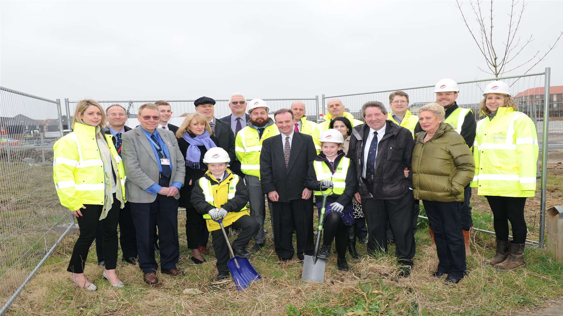 Turning of the sod ceremony to mark the start of work on the new Thistle Hill primary school