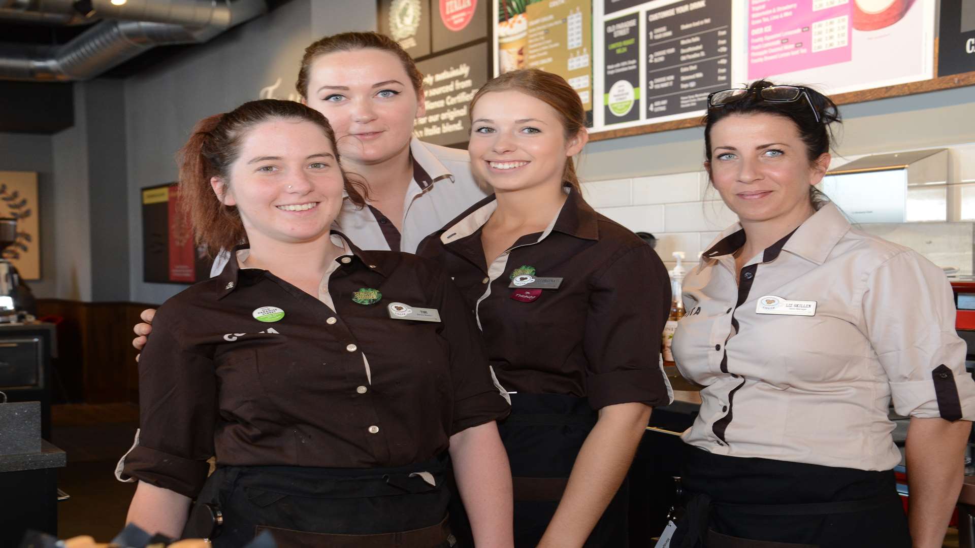 Staff at the new Costa in Sittingbourne, from left, Victoria Oakley, Isla Stelmaka, Georgina Buden and manager Liz Skillen