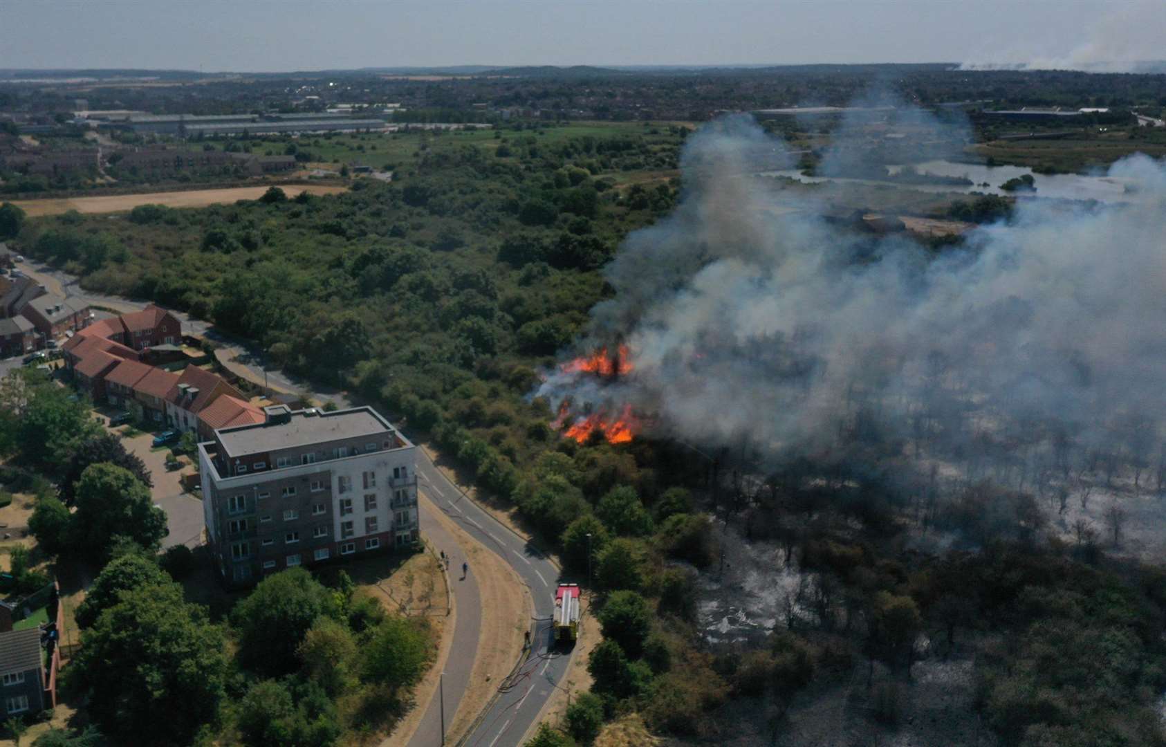 Crews remain at the scene of two separate fires in Dartford. Picture Picture: UKNIP