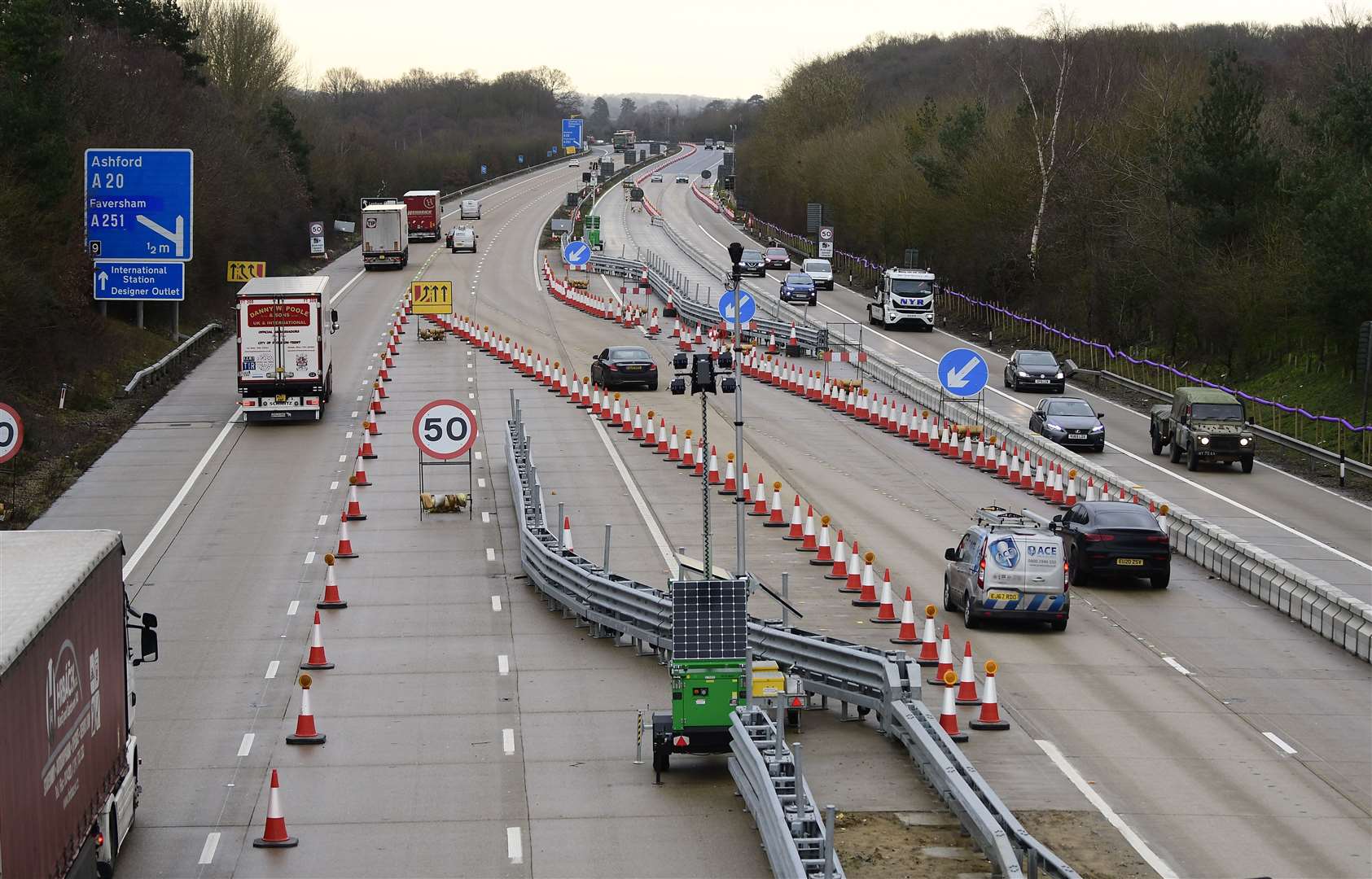 The contraflow crossover point near the Sandyhurst Lane bridge in Ashford. Picture: Barry Goodwin