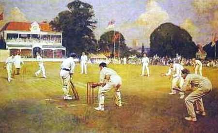 Albert Chevallier Tayler's painting of Kent v Lancashire in 1906